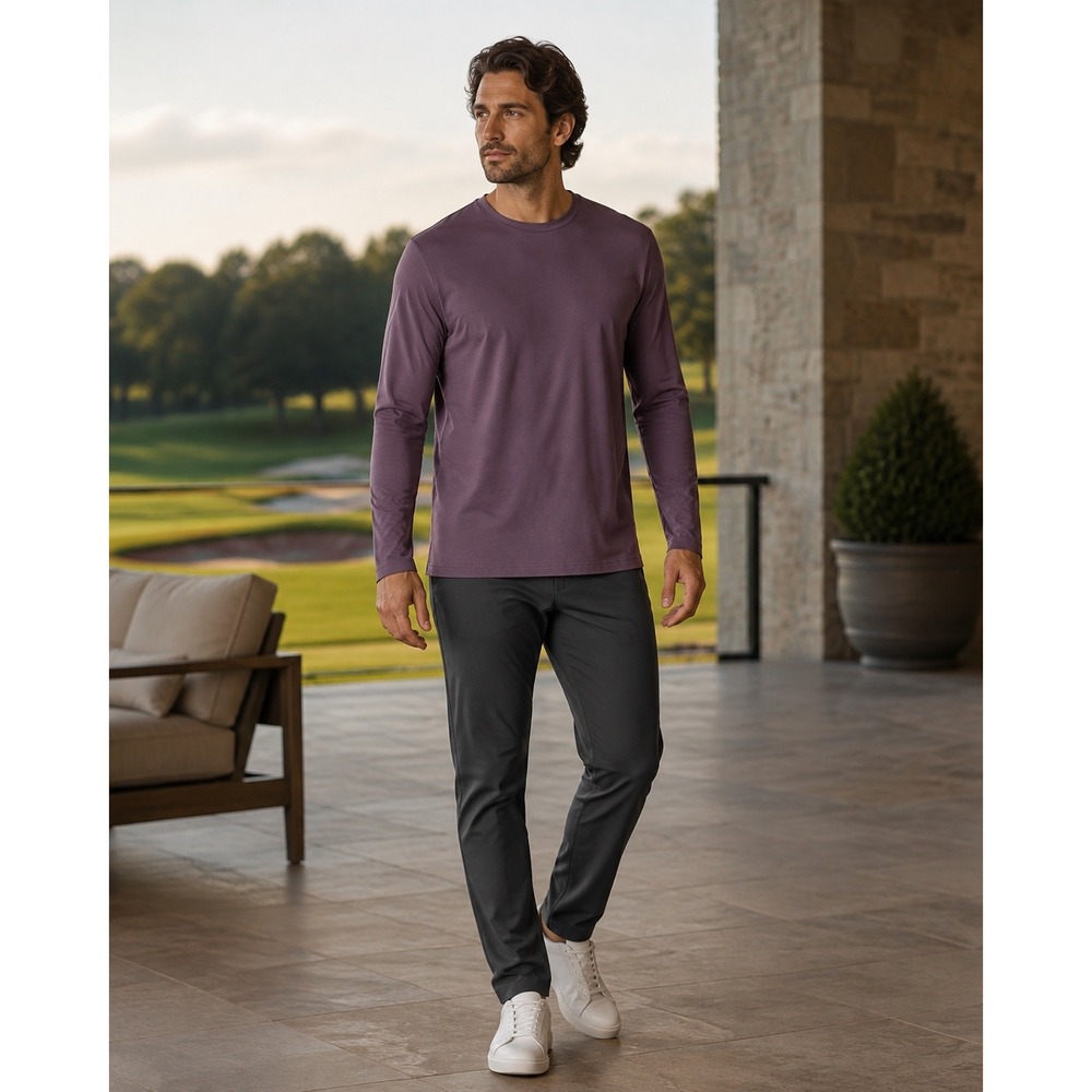 TravisMathew The Crew Long Sleeve Performance Golf Shirt Purple Men XL